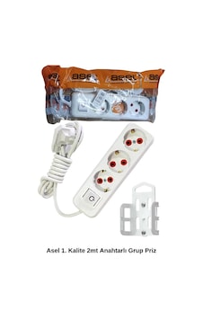 2 Metre Askı Aparatlı Anahtarlı 3lü Grup Priz Royaleks-68134 2 M 2 Metre Askı Aparatlı Anahtarlı 3lü Grup Priz Royaleks-68134 2 M