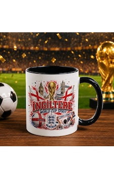 Bk Gift İngiltere Taraftar Temalı Dünya Futbol Kupası Tasarımlı Siyah Kupa Bardak Beyaz Bk Gift İngiltere Taraftar Temalı Dünya Futbol Kupası Tasarımlı Siyah Kupa Bardak Beyaz