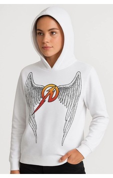 Velmora Fashion Metallica İki İplik Kapüşonlu Ön Ve Arka Baskılı Hoodie - Beyaz Velmora Fashion Metallica İki İplik Kapüşonlu Ön Ve Arka Baskılı Hoodie - Beyaz