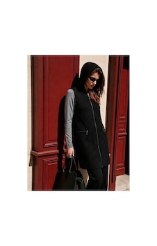 Onno Style Women Kapüşonlu Çelik Örgü Uzun Triko Kadın Yelek Siyah Onno Style Women Kapüşonlu Çelik Örgü Uzun Triko Kadın Yelek Siyah