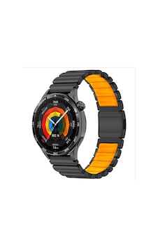 Huawei Watch Gt2 46mm Uyumlu Kordon Metal Kasa Silikon İç Kısım Tasarım Siyah-turuncu Huawei Watch Gt2 46mm Uyumlu Kordon Metal Kasa Silikon İç Kısım Tasarım Siyah-turuncu