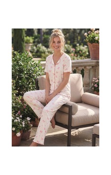 Eyfuze Kadın Baskılı Fiyonk Detaylı Raporlu Kaşkorse Kısa Kollu Pijama Takımı Beyaz-1 Eyfuze Kadın Baskılı Fiyonk Detaylı Raporlu Kaşkorse Kısa Kollu Pijama Takımı Beyaz-1