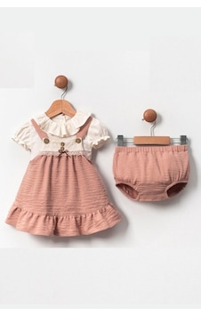 Cantoy Kız Bebek Dantel Ve Düğme Detaylı Külotlu Takım Pudra Cantoy Kız Bebek Dantel Ve Düğme Detaylı Külotlu Takım Pudra