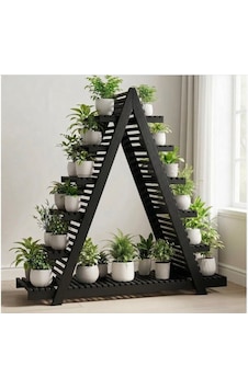 Ahşap A Formlu Dekoratif Çiçeklik Standı - 150x150 Cm Geniş Saksı Rafı Siyah Ahşap A Formlu Dekoratif Çiçeklik Standı - 150x150 Cm Geniş Saksı Rafı Siyah