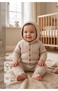 Minory Baby Kapüşonlu Düğmeli 2 Li Triko Bebek Takımı Bej Bej Minory Baby Kapüşonlu Düğmeli 2 Li Triko Bebek Takımı Bej Bej