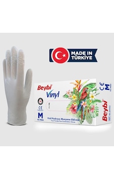 Beybi Vinyl L Vinil Pudrasız Muayene Eldiven 100'lük Kutu Beybi Vinyl L Vinil Pudrasız Muayene Eldiven 100'lük Kutu