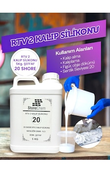 Yüksek Kalite 1. Sınıf Rtv 2 Kalıp Silikonu 5 Kg Yarı Şeffaf 20 Shore 5 KG
