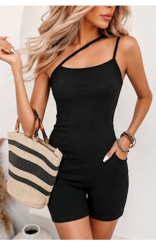Butik İstanbul Kadın Asimetrik Askılı Mini Kaşkorse Bodycon Tulum Siyah Butik İstanbul Kadın Asimetrik Askılı Mini Kaşkorse Bodycon Tulum Siyah
