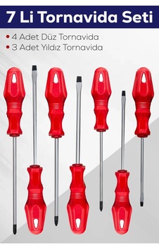 Buğz 7'li Tornavida Seti 4 Adet Düz Tornavida 3 Adet Yıldız Tornavida Buğz 7'li Tornavida Seti 4 Adet Düz Tornavida 3 Adet Yıldız Tornavida