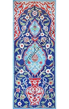 Armada Çini 40X100 Cm Ed 704 Kobalt Saksılı Eldekoru Çini Pano