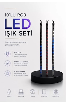 Dekoratif Ortam Aydınlatması Rgb Led 10 Lu Çubuk Seti Siyah Dekoratif Ortam Aydınlatması Rgb Led 10 Lu Çubuk Seti Siyah