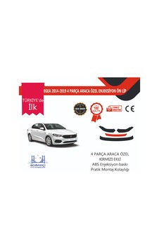 Fiat Uyumlu Egea 2014-2019 4 Parça Kırmızı Ön Lip