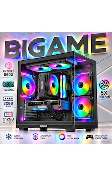 Bigame SCORPION-V6 R5-5600 32 GB 512 GB M2 SSD RTX5060Ti Free Dos Masaüstü Oyuncu Bilgisayarı Bigame SCORPION-V6 R5-5600 32 GB 512 GB M2 SSD RTX5060Ti Free Dos Masaüstü Oyuncu Bilgisayarı