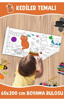 Melolisa Kediler Temalı Dev Boyama Rulosu Bebek Ve Çocuk Için Eğitici 60x250 Cm Aktivite Kağıdı Melolisa Kediler Temalı Dev Boyama Rulosu Bebek Ve Çocuk Için Eğitici 60x250 Cm Aktivite Kağıdı