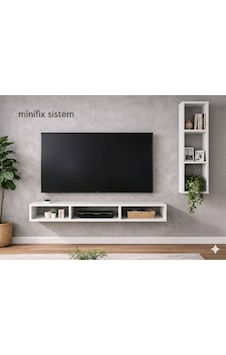 Dekoratif Duvar Rafı - Tv Ünitesi 2 Parçalı Beyaz 90x90 Beyaz Dekoratif Duvar Rafı - Tv Ünitesi 2 Parçalı Beyaz 90x90 Beyaz