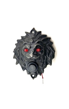 Antika Tarz Dekoratif Pirinç Aslan Kapı Zili - 100x78 Mm, Oksit,