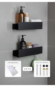 Yüksek Kaliteli Paslanmaz Banyo Düzenleyici Şampuanlık Duş Rafı - 2'li Set Siyah Yüksek Kaliteli Paslanmaz Banyo Düzenleyici Şampuanlık Duş Rafı - 2'li Set Siyah