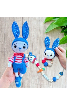 Amigurumi Tavşan Çıngırak Seti Emzik Zinciri Oyuncak Çok Renkli Amigurumi Tavşan Çıngırak Seti Emzik Zinciri Oyuncak Çok Renkli