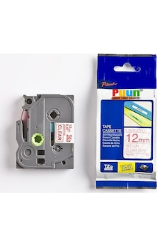 Puun Brother P-Touch TZE-132 12MM x 8m Şeffaf Üzerine Kırmızı Mua