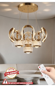 Ransom İthal Seri 4 Toplu Taç Büyük Led Avize 3 Renk Kumandalı Gold Kasa Ledli Salon Avizesi Altın Ransom İthal Seri 4 Toplu Taç Büyük Led Avize 3 Renk Kumandalı Gold Kasa Ledli Salon Avizesi Altın