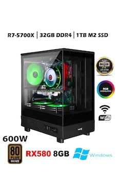 Turbox TC87 R7-5700X 32 GB 1 TB SSD RX580 8 GB W11P Masaüstü Oyuncu Bilgisayarı Turbox TC87 R7-5700X 32 GB 1 TB SSD RX580 8 GB W11P Masaüstü Oyuncu Bilgisayarı