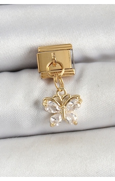 Clariss 316l Çelik Sallantılı Zirkon Taşlı Kelebek Model Gold Renk Nomination Charm Çok Renkli Clariss 316l Çelik Sallantılı Zirkon Taşlı Kelebek Model Gold Renk Nomination Charm Çok Renkli