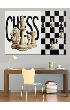 Satranç Taşları Ve Chess Yazısı Dekoratif Kanvas - Mdf Ahşap Tablo Satranç Taşları Ve Chess Yazısı Dekoratif Kanvas - Mdf Ahşap Tablo