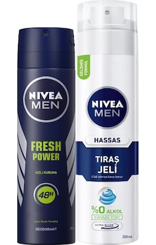 Nivea Fresh Power Erkek Deosprey 150 ML + Tıraş Jeli Hassas Ciltler Için 200 ML Nivea Fresh Power Erkek Deosprey 150 ML + Tıraş Jeli Hassas Ciltler Için 200 ML
