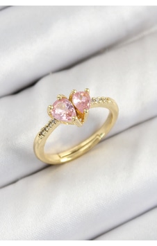 Pirinç Zirkon Taşlı Pembe Kalp Model Gold Renk Kadın Yüzük Diğer Pirinç Zirkon Taşlı Pembe Kalp Model Gold Renk Kadın Yüzük Diğer