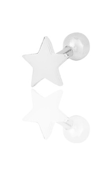 Gümüş Rodyumlu Yıldız Modeli Tragus Helix Piercing Küpe Barcode Gümüş - Çok Renkli