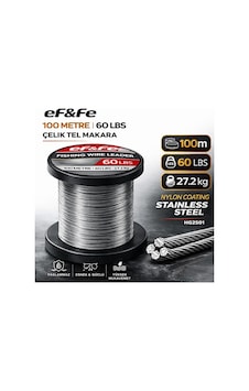 Effe Hg2501 Çelik Tel Makara 100m 60lbs 27.2kg Nylon Coating Stainless Steel 60 Lbs