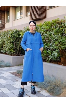 Lovie Moda Kadın Kapşonlu Kap Mavi