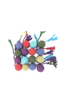 Çıngıraklı Hasır Top Kedi Oyuncağı 3lü Pembe, Mavi,kırmızı - 83898987