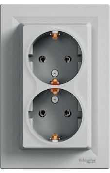 Schneider Asfora EPH9900 Alüminyum İkili Çerçeveli Topraklı Priz Schneider Asfora EPH9900 Alüminyum İkili Çerçeveli Topraklı Priz