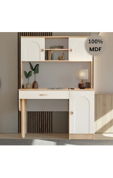 Papatya Mdf Kitaplıklı Dolaplı Çalışma Masası Krem Papatya Mdf Kitaplıklı Dolaplı Çalışma Masası Krem