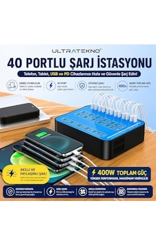 Wlx-880a 400w 40 Port Şarj İstasyonu 20 Usb + 20 Type-c Pd Çoklu Hızlı Şarj