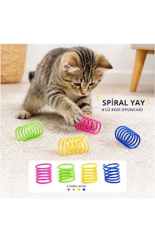 Büro Ev Ofis Evcil Kedi Hayvanı İçin Dörtlü Esnek Hareketli Spiral Yay Oyun Seti Büro Ev Ofis Evcil Kedi Hayvanı İçin Dörtlü Esnek Hareketli Spiral Yay Oyun Seti