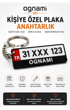 Kişiye Özel Kırmızı Tr Alanlı Plaka Anahtarlık - İsim Ve Plaka Özelleştirilebilir - 3d Baskı