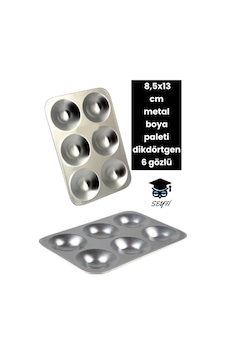 Metal Boya Paleti Dikdörtgen 8,5x13 Cm 6 Gözlü Metal Boya Paleti Dikdörtgen 8,5x13 Cm 6 Gözlü
