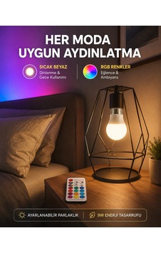 Kumanda Destekli Çok Renkli Akıllı Led Ampul Yeni Nesil - 4998 Diğer Kumanda Destekli Çok Renkli Akıllı Led Ampul Yeni Nesil - 4998 Diğer