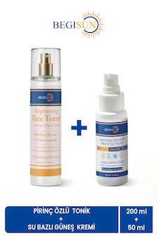 Begısun Pirinç Özlü Tonik 200 Ml + Spf 50+ Su Bazlı Güneş Kremi 50 Ml Cilt Bakım Seti Begısun Pirinç Özlü Tonik 200 Ml + Spf 50+ Su Bazlı Güneş Kremi 50 Ml Cilt Bakım Seti