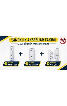 Sineklik Aksesuar Takımı 17x25 Menteşeli Sistem Için 10 Lu Menteşe-çıtçıt-kulplu Menteşeli Set Beyaz Sineklik Aksesuar Takımı 17x25 Menteşeli Sistem Için 10 Lu Menteşe-çıtçıt-kulplu Menteşeli Set Beyaz