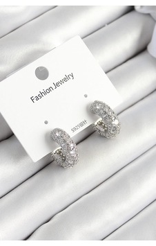 Pirinç Zirkon Taşlı Halka Model Gümüş Renk Kadın Küpe Çok Renkli Pirinç Zirkon Taşlı Halka Model Gümüş Renk Kadın Küpe Çok Renkli