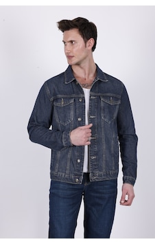 HLT Jeans Erkek Koyu Mavi Yıkamalı Regular Fit Düğmeli Denim Kot Ceket Hlthe042110 HLT Jeans Erkek Koyu Mavi Yıkamalı Regular Fit Düğmeli Denim Kot Ceket Hlthe042110