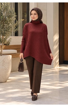 Ghisa Panço Model Salaş Triko Tunik Bordo - 943372950 Bordo