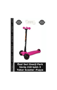 Özel Seri Enerji Park Sürüş 218 Işıklı 3 Teker Scooter -fuşya