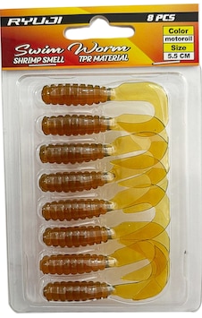 Ryuji Swim Worm 5.5cm 8 Adet Lrf Silikon Yem Motor Oil Ryuji Swim Worm 5.5cm 8 Adet Lrf Silikon Yem Motor Oil