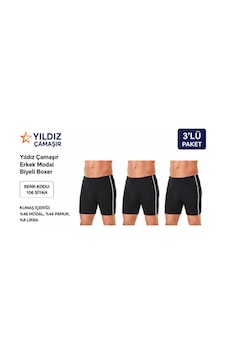 Yıldız Çamaşır Erkek Modal Biyeli Boxer 105-106-107-108-109 - 3 Adet Siyah Yıldız Çamaşır Erkek Modal Biyeli Boxer 105-106-107-108-109 - 3 Adet Siyah