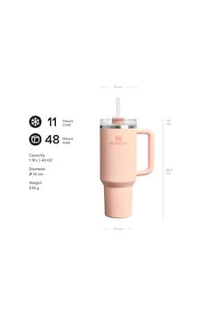 Quencher Pipetli Termos Bardak, 1.18 Litre, Pastel Turuncu Orange Cream Açık Beyaz