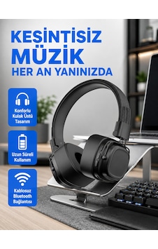 Kulak Üstü Katlanabilir Konforlu Şık Tasarımlı Bluetooth Kulaklık Kulak Üstü Katlanabilir Konforlu Şık Tasarımlı Bluetooth Kulaklık